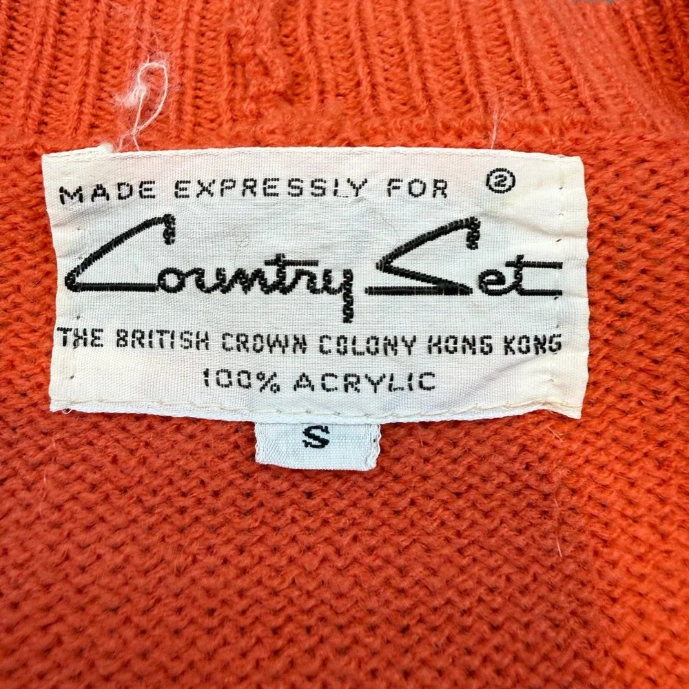 Country Set Cardigan Womens Small Vintage Equestrian Colorblock Retro Knit - Picture 5 of 8